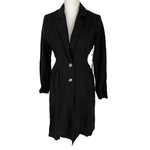 ASTR The Label Reede Black Linen Blend Long Sleeve Two Button Jacket X-Small XS
